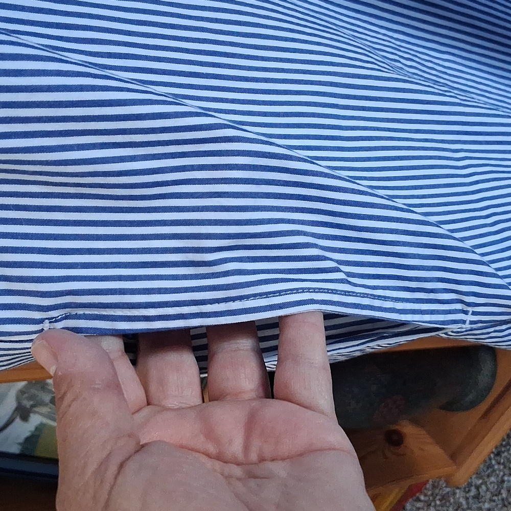 Old Navy NWT Blue White Stripe Cotton Long Sleeve Maxi Shirt Dress Size 3X - Picture 5 of 9